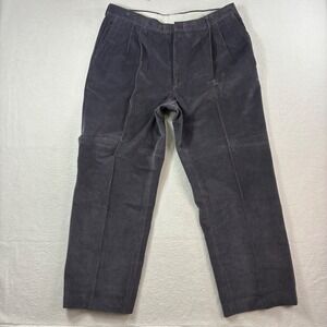 Vintage Orvis Corduroy Pant Men 40x30 Gray Wide Wale Pleated Chino Dress Trouser